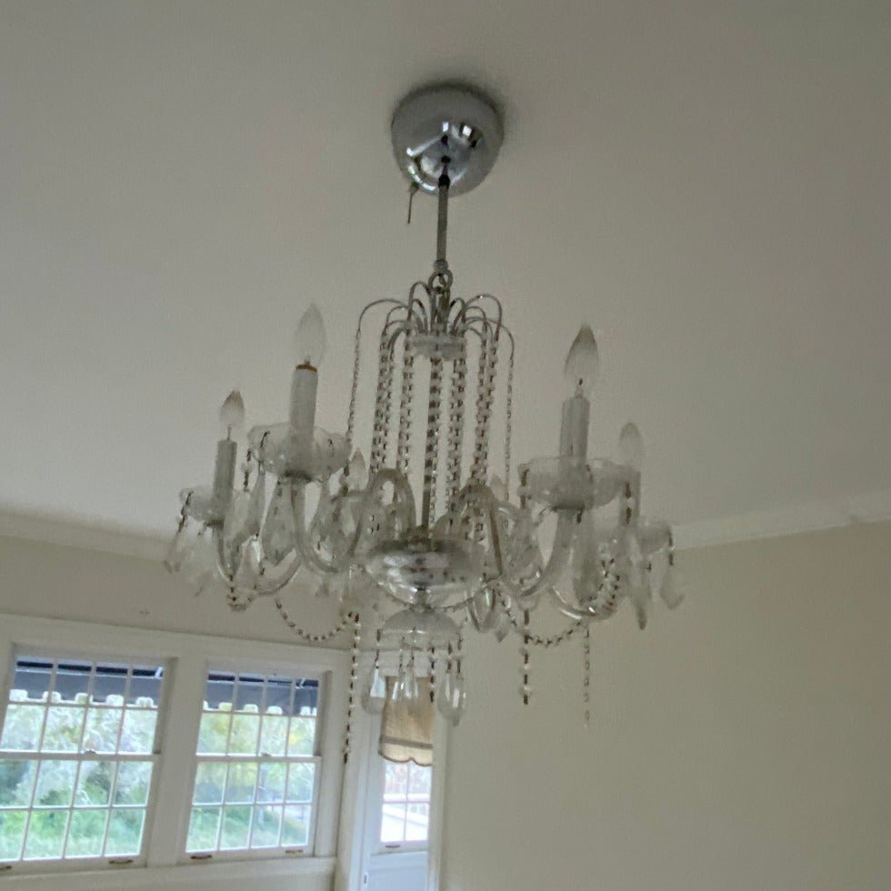 6 Light Crystal Chandelier, Chrome