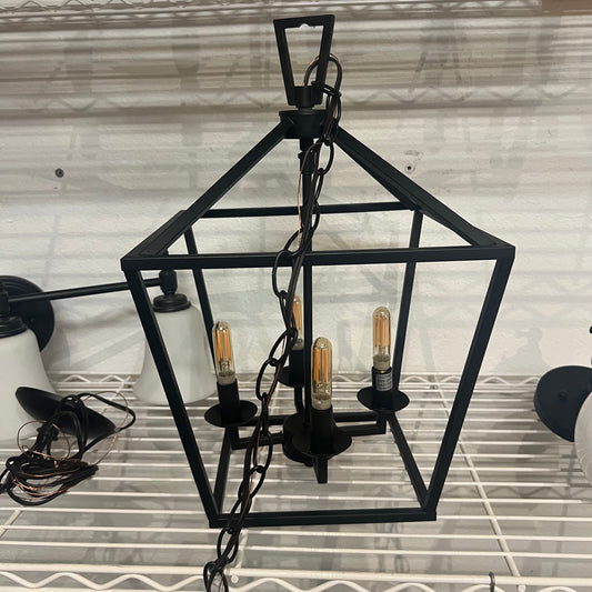 black metal hanging light fixture salvaged antique pendant cage