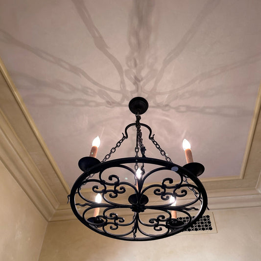 6 light pendant with decorative base