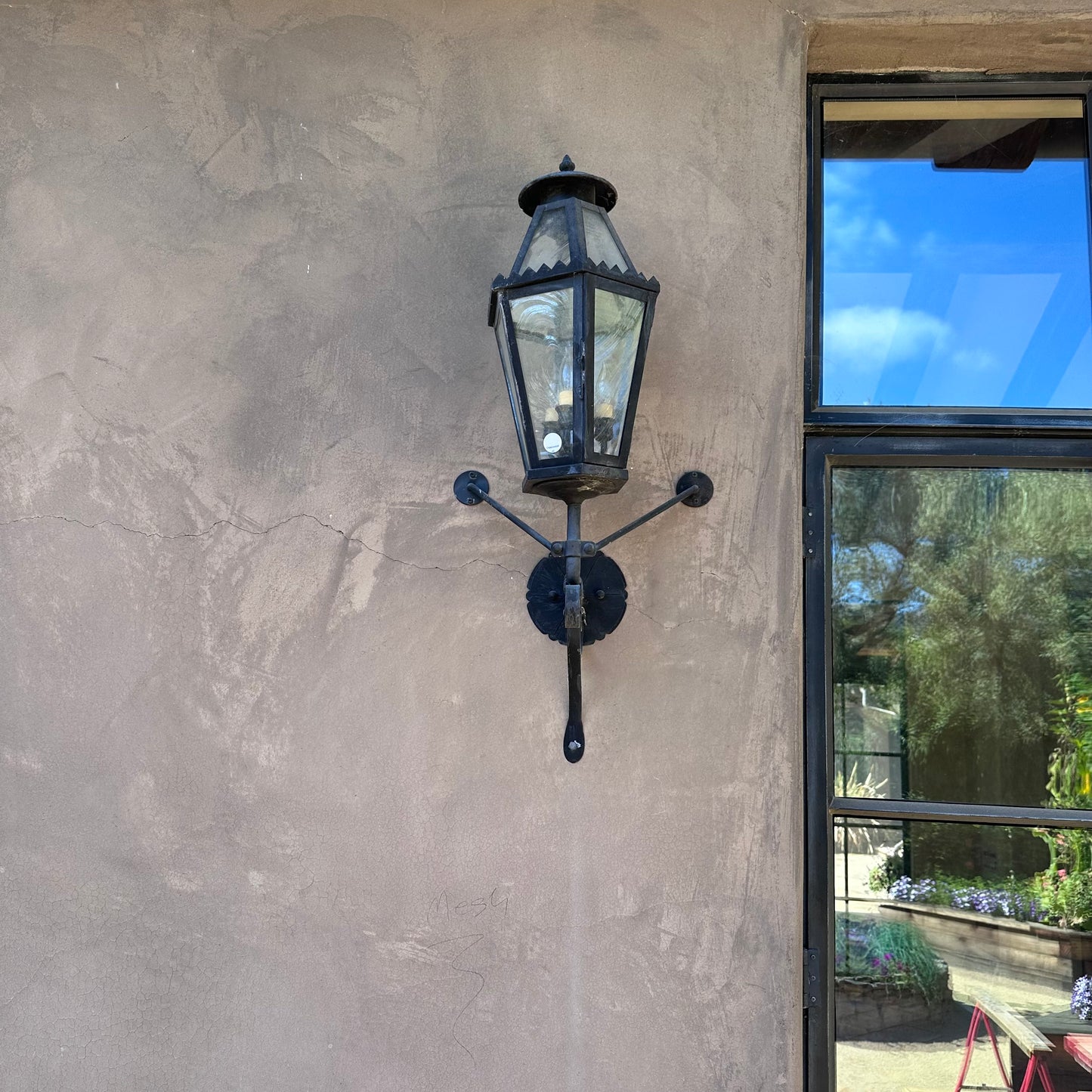 Large Spanish Revival Exterior Sconce With 3 Lights