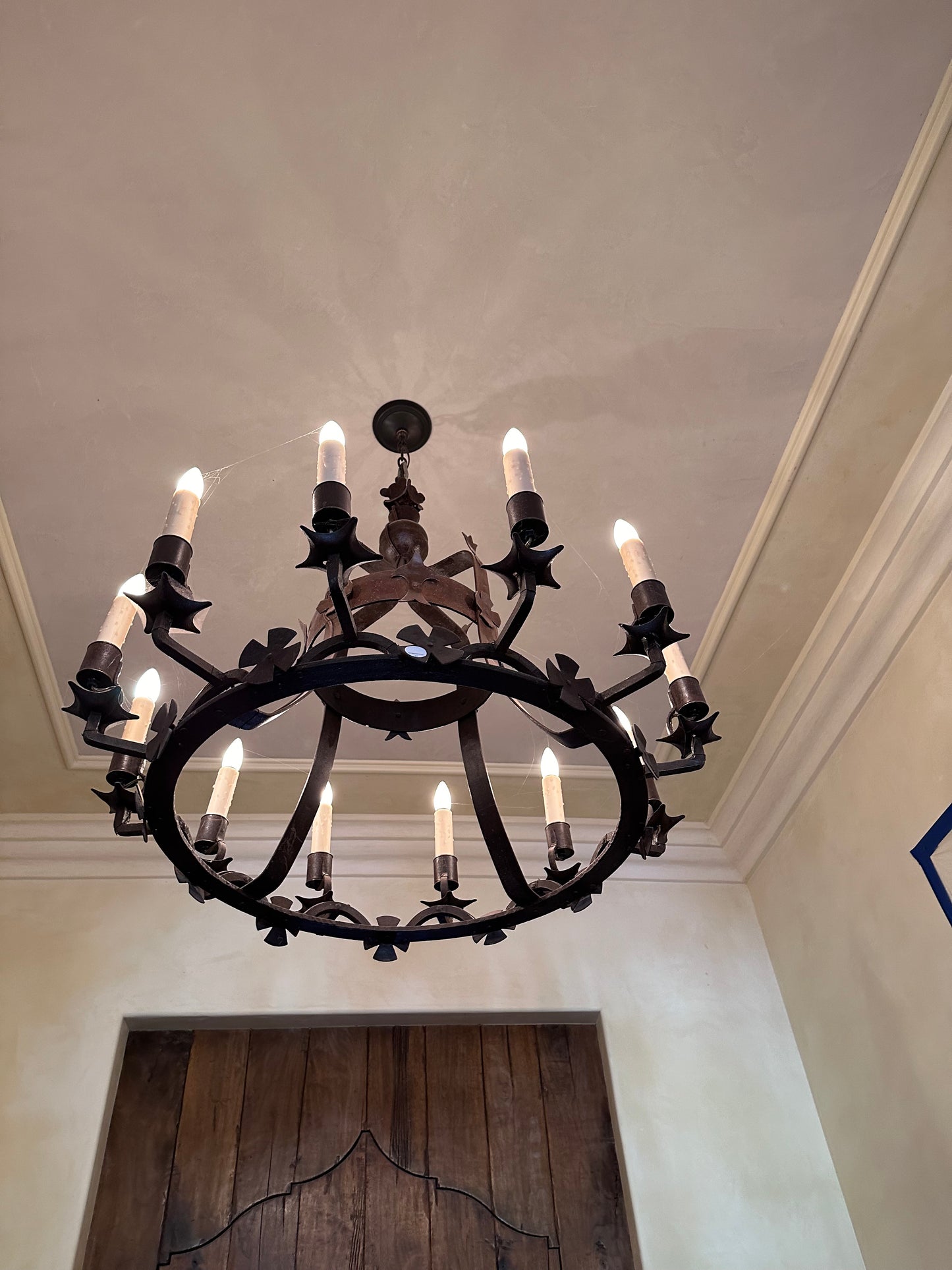 12 light Spanish Revival Chandelier