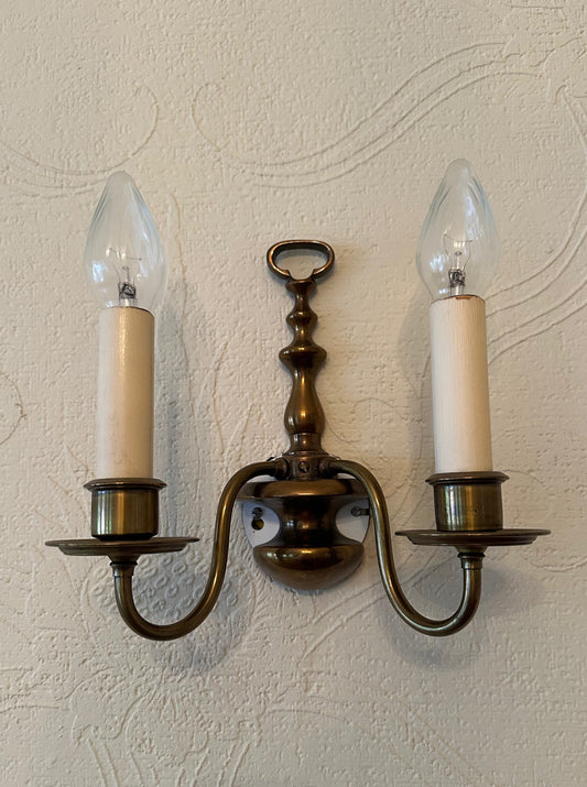 metal reclaimed salvage wall sconce with candle shaped light fixtures