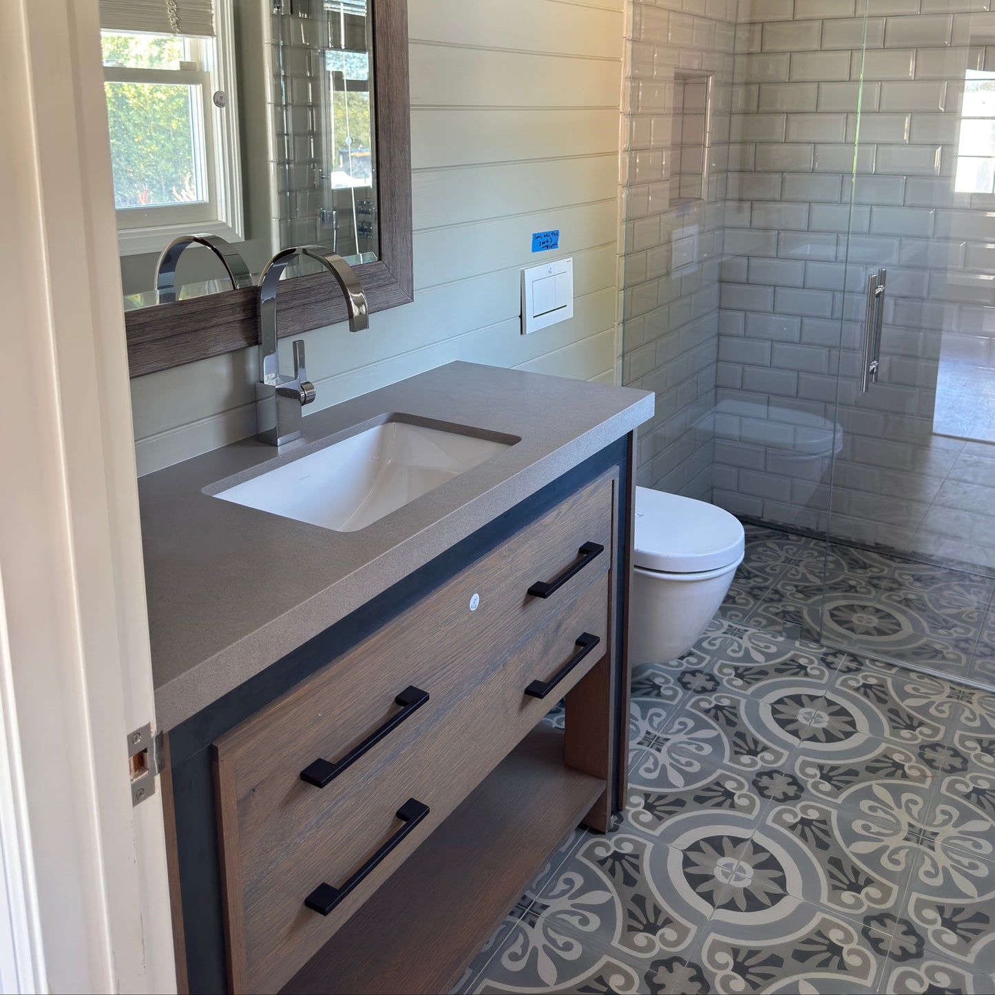 2 drawer vanity with faucet and countertop