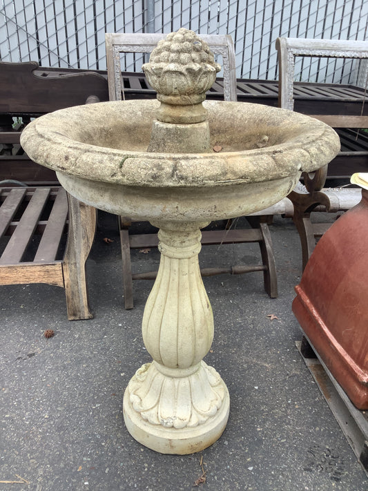 salvaged antique stone concrete bird bath