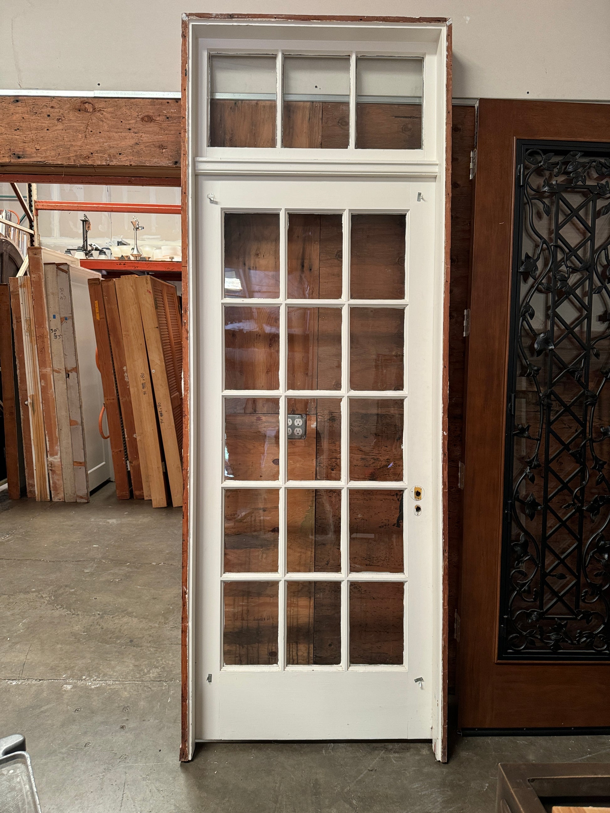 reclaimed salvaged interior wood and glass door with windows