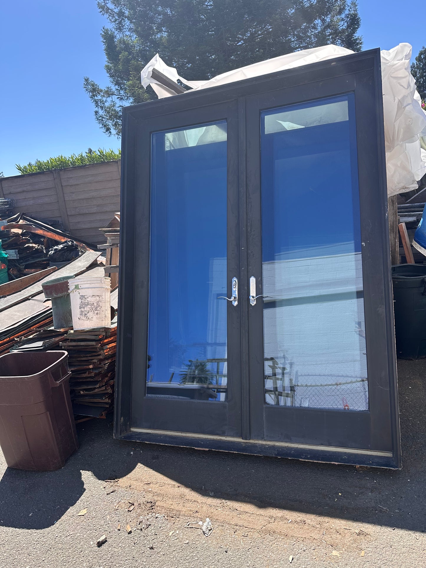 Aluminum clad, full lite french doors