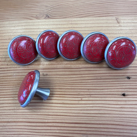 Vintage Red Swirl Knobs