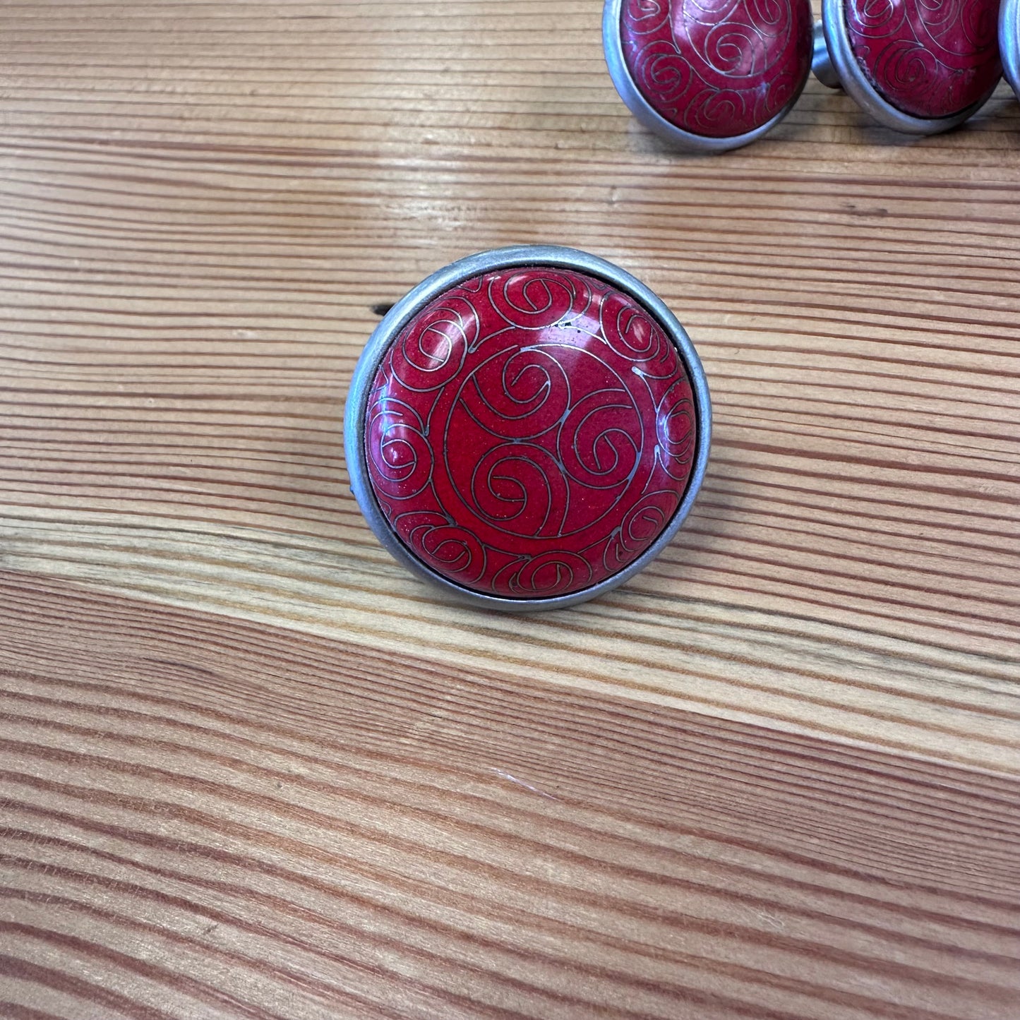 Vintage Red Swirl Knobs