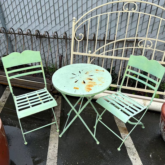 Green Patio Table and Chairs