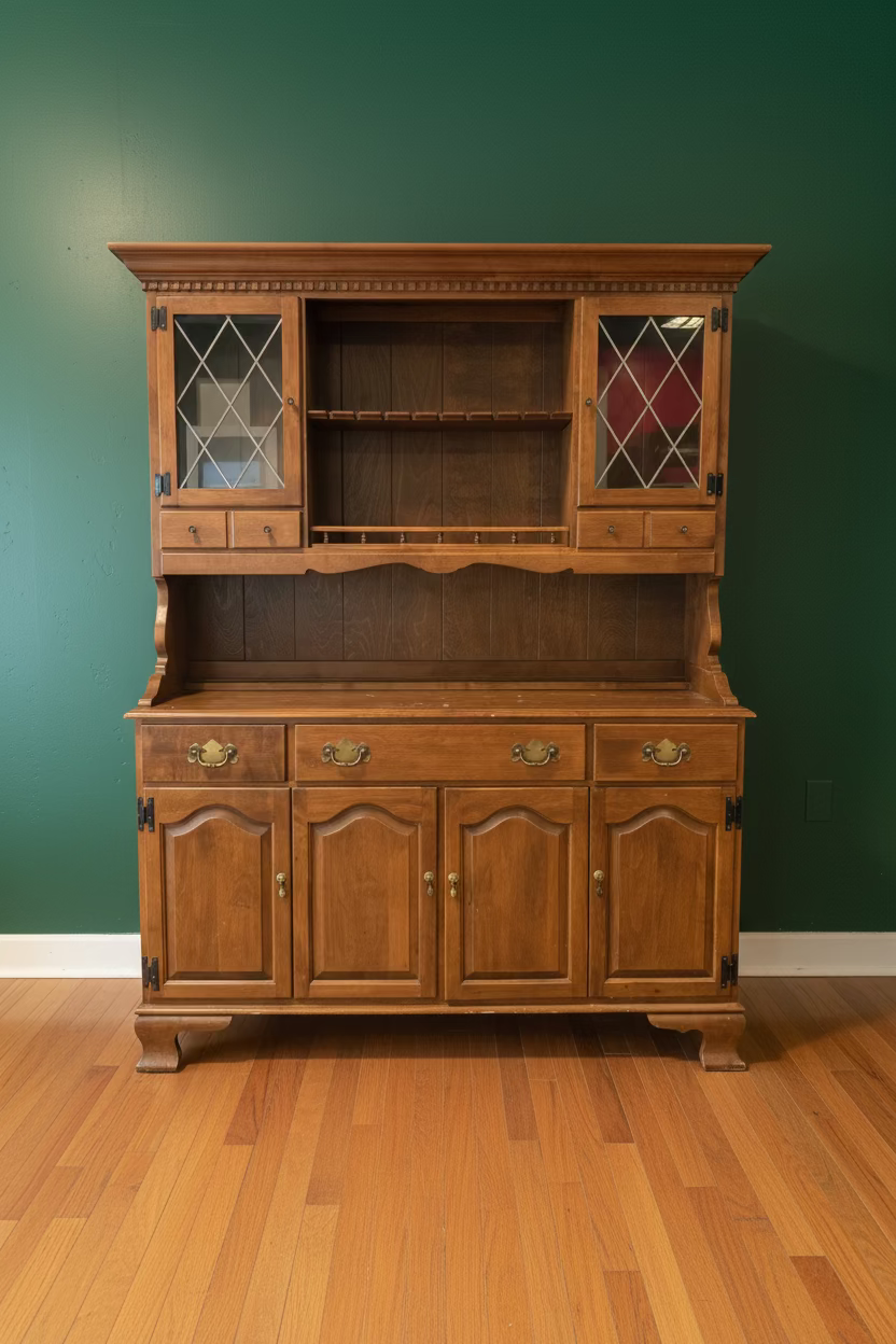 Vintage Ethan Allen Heirloom Maple "Drybar" China Hutch