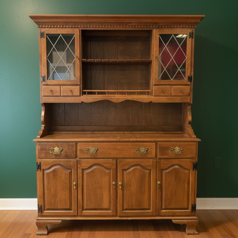 Vintage Ethan Allen Heirloom Maple "Drybar" China Hutch
