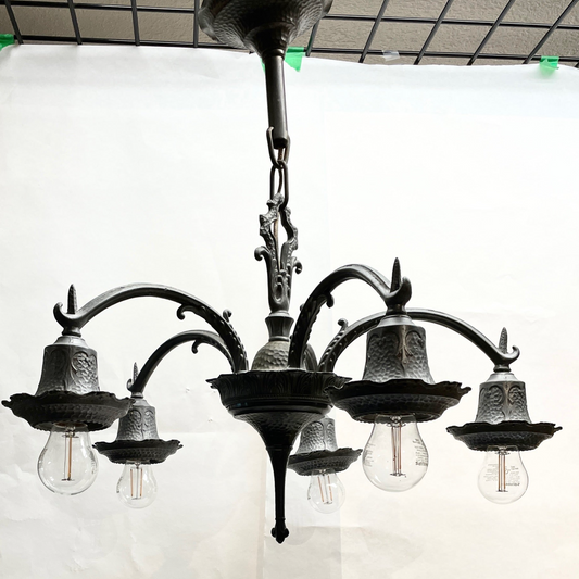 antique salvage metal chandelier black