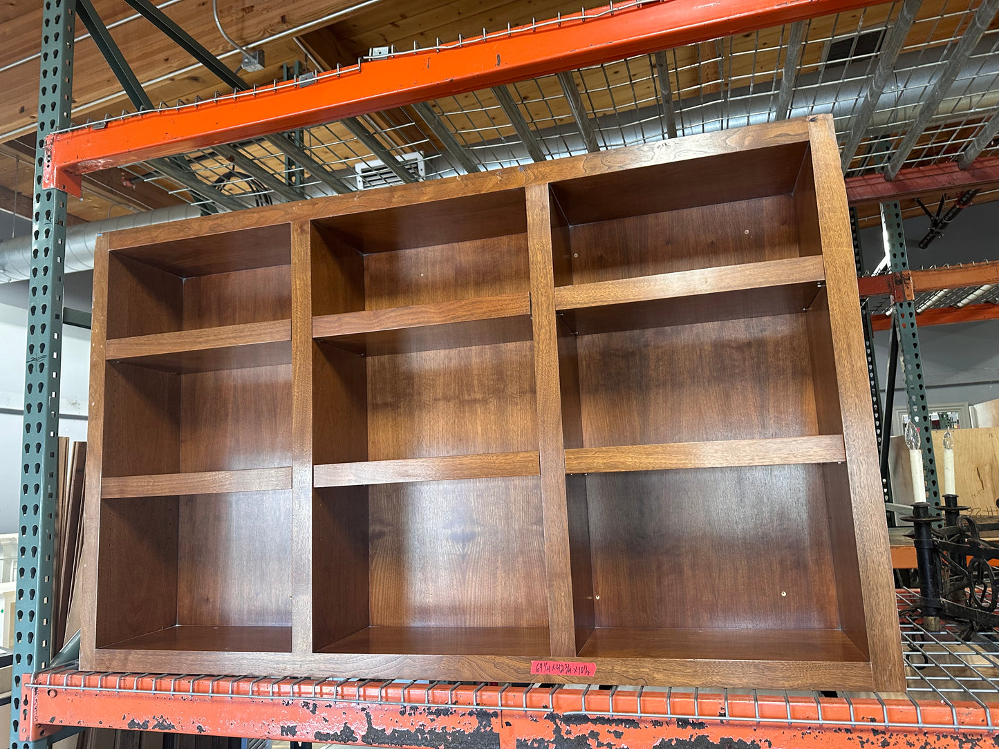 Bar cabinet with Uline beverage fridge and open shelves