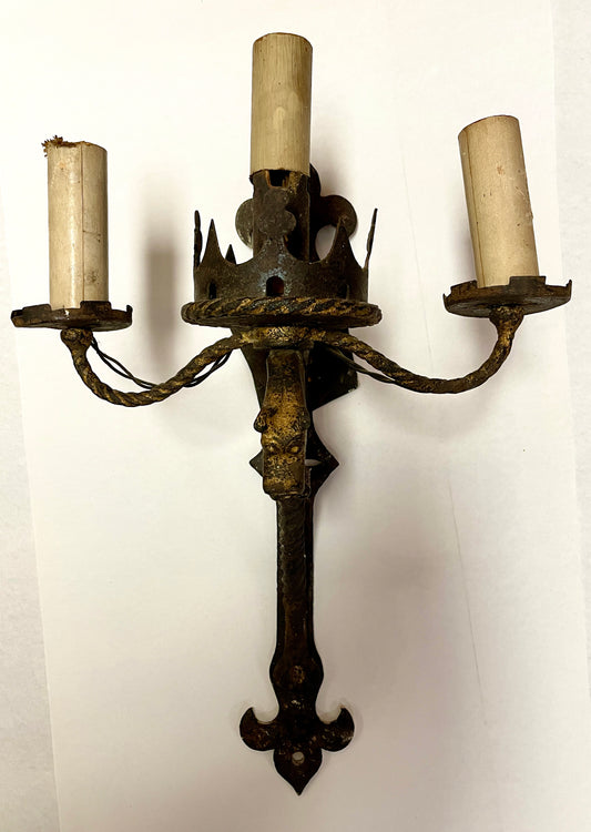 Hand Forged Iron Sconces with Dragon Detail