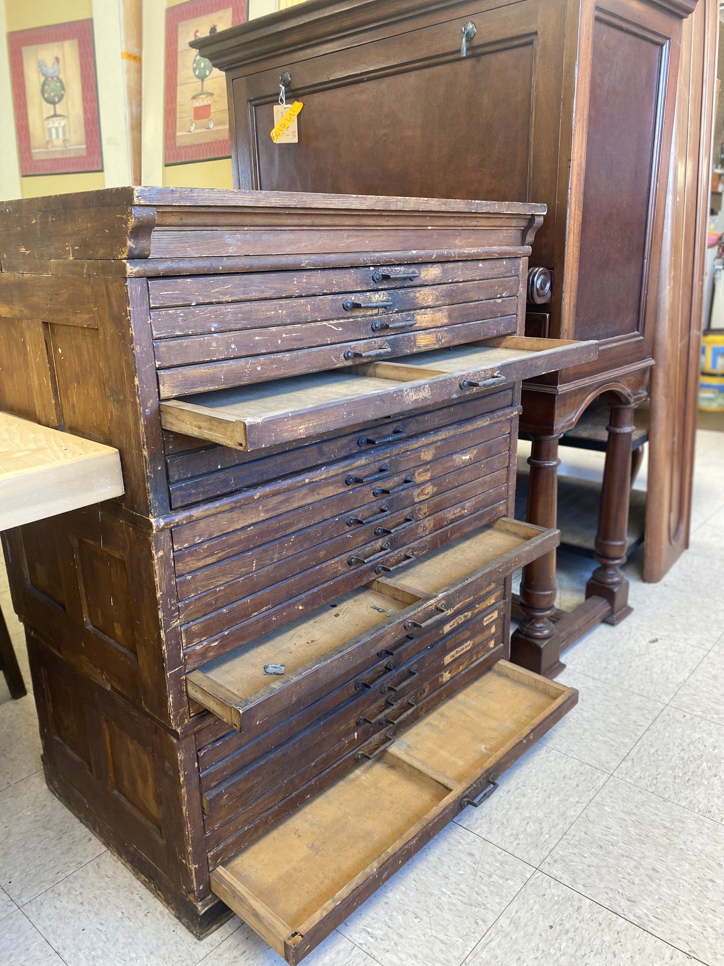 Antique Typesetters Cabinet